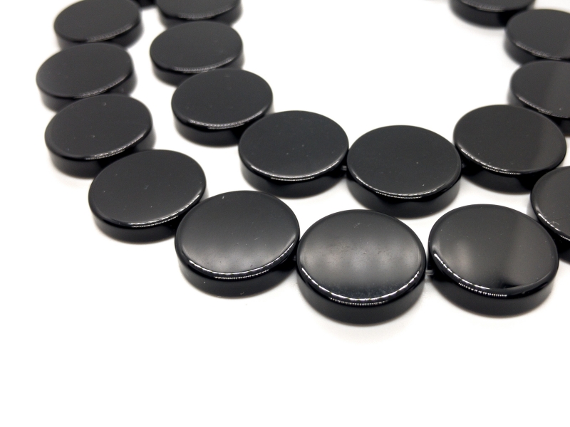 Бусины Агат черный глянцевый диск гладкий натуральный камень 8 мм Черный