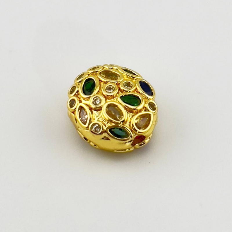 Ювелирная бусина с цветными фианитами размер 11,6*13мм