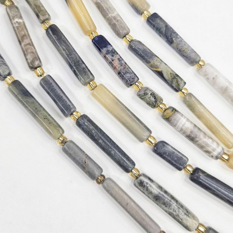 Бусины Окаменелое дерево 30*8мм натуральный камень