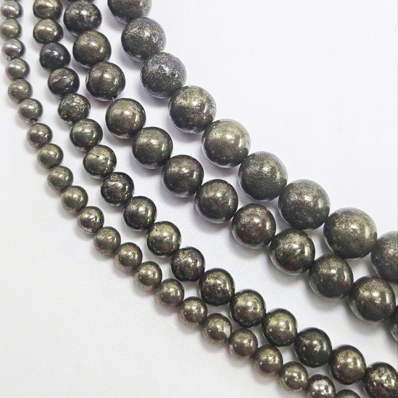 Бусины Пирит гладкий глянцевый размер 4мм 6мм 8мм 10мм 12мм натуральный камень